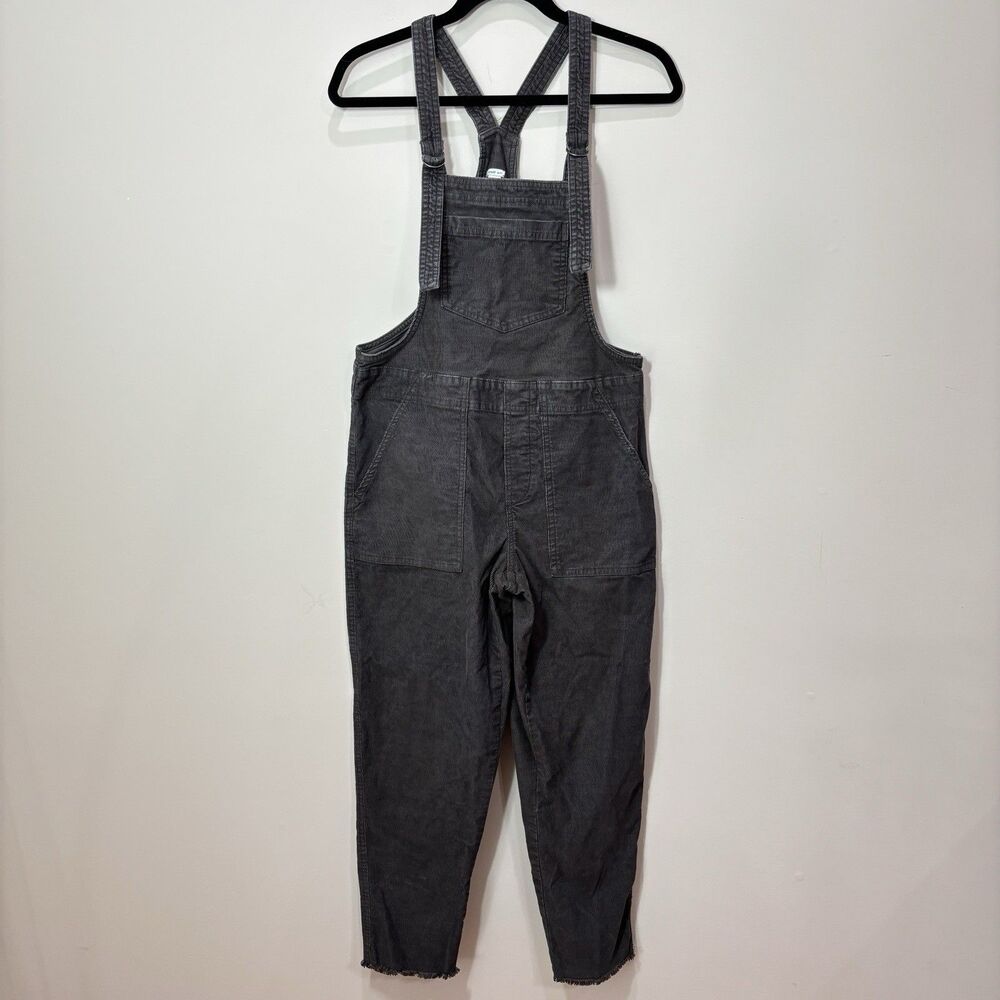 Aerie Werk and Play Corduroy Bib Overalls Women XS Dark Gray Cozy Granola Casual